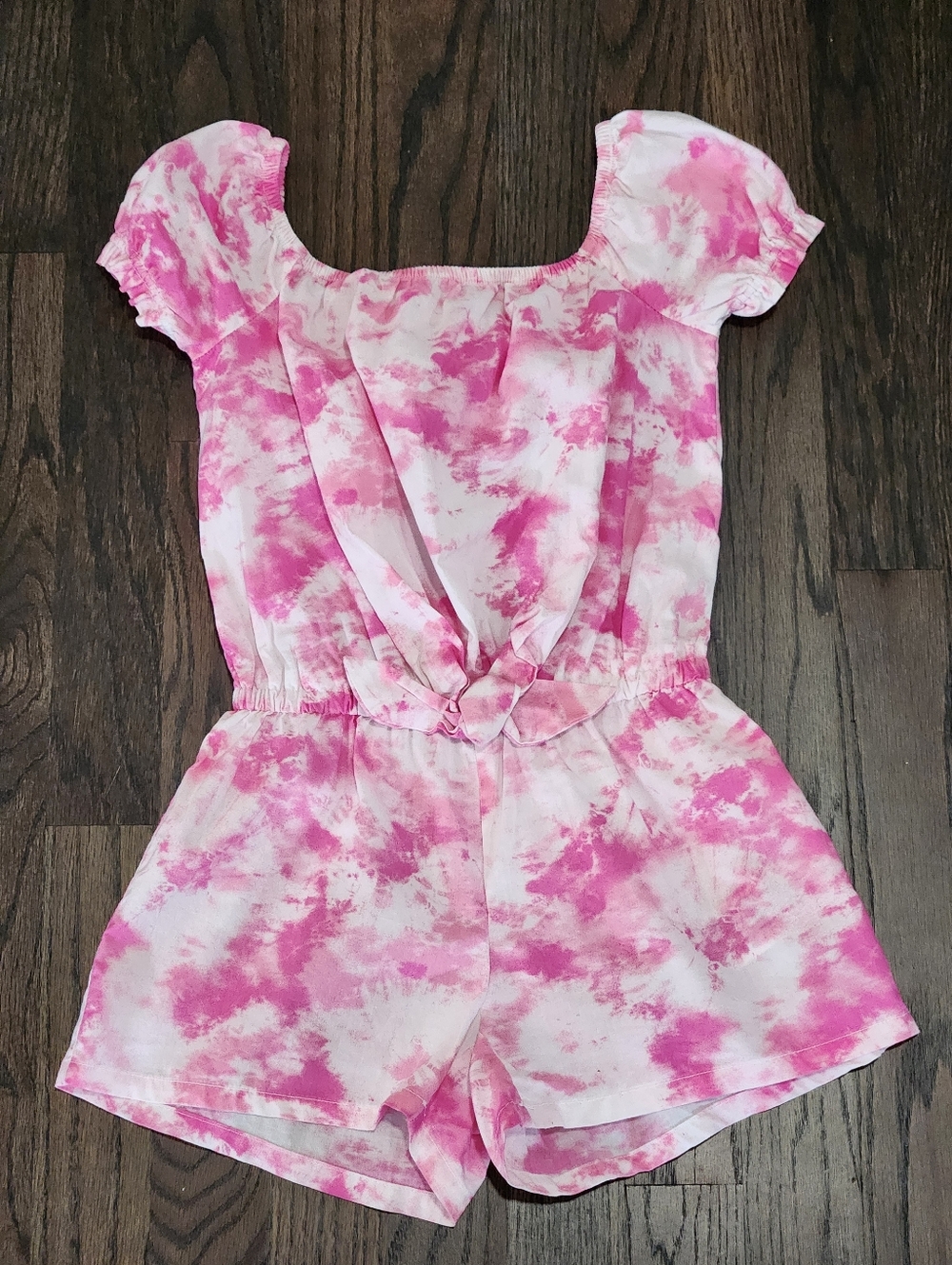 GAP Pink & White Tie-Dye Short Sleeve Romper